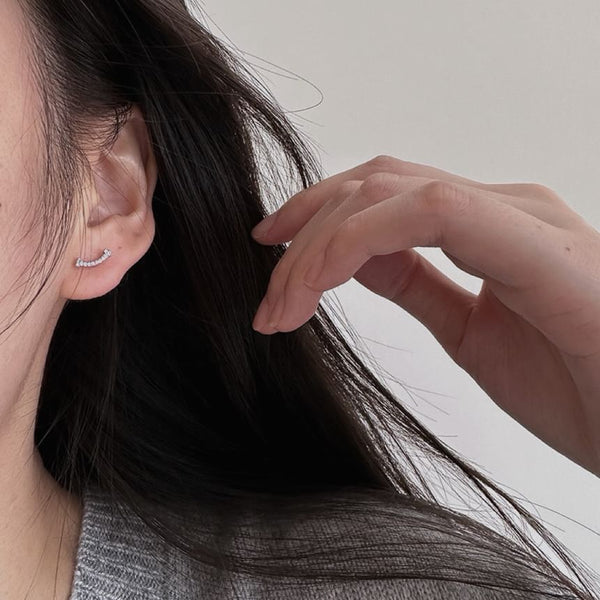 Stud Silver Earring Rhinestone Sterling FashionChic