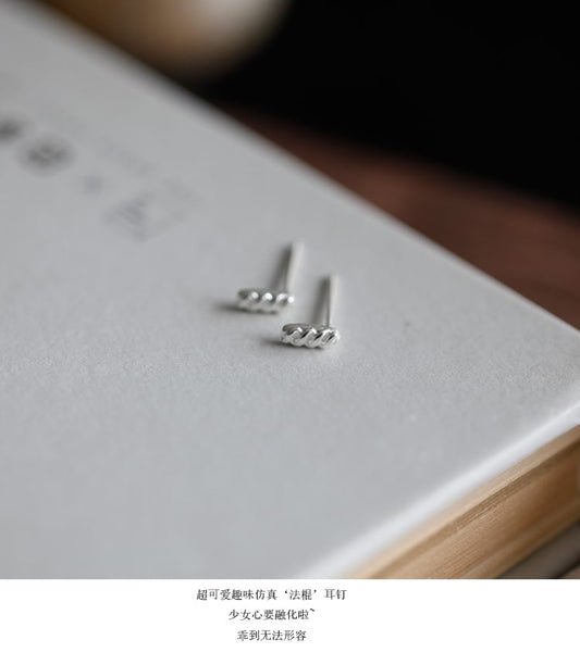 Earring Baguette Silver Stud Sterling FashionChic