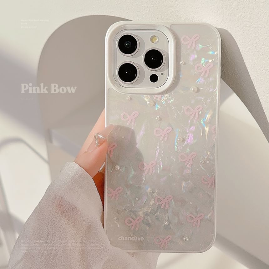Faux Strap / Adhesive Set Bow Phone Pearl Case Decoration FashionChic