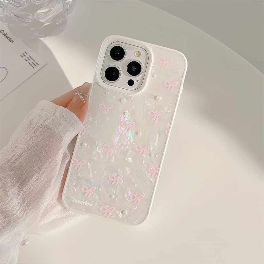 Faux Strap / Adhesive Set Bow Phone Pearl Case Decoration FashionChic