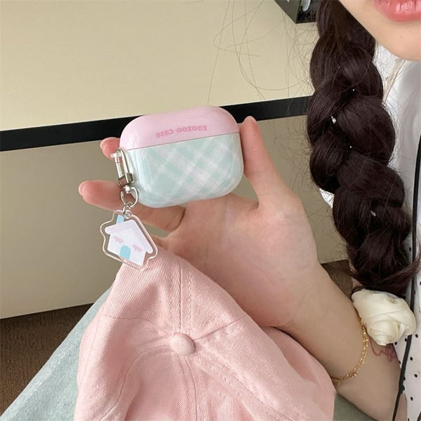 Charm Pro Designs) AirPods (Various Case Skin Plaid Earphone / FashionChic