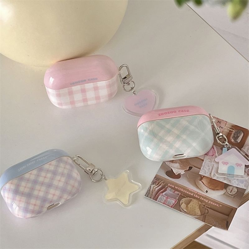 Charm Pro Designs) AirPods (Various Case Skin Plaid Earphone / FashionChic