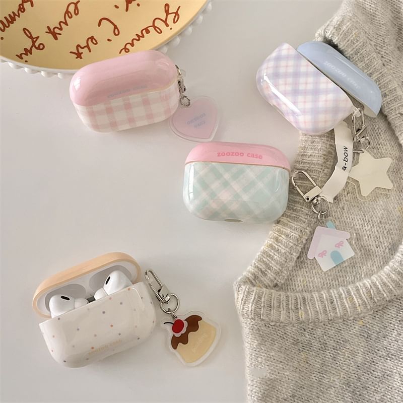 Charm Pro Designs) AirPods (Various Case Skin Plaid Earphone / FashionChic