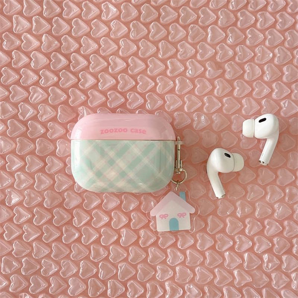 Charm Pro Designs) AirPods (Various Case Skin Plaid Earphone / FashionChic