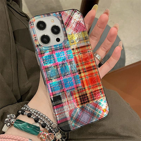 Phone Case Plaid Holographic FashionChic