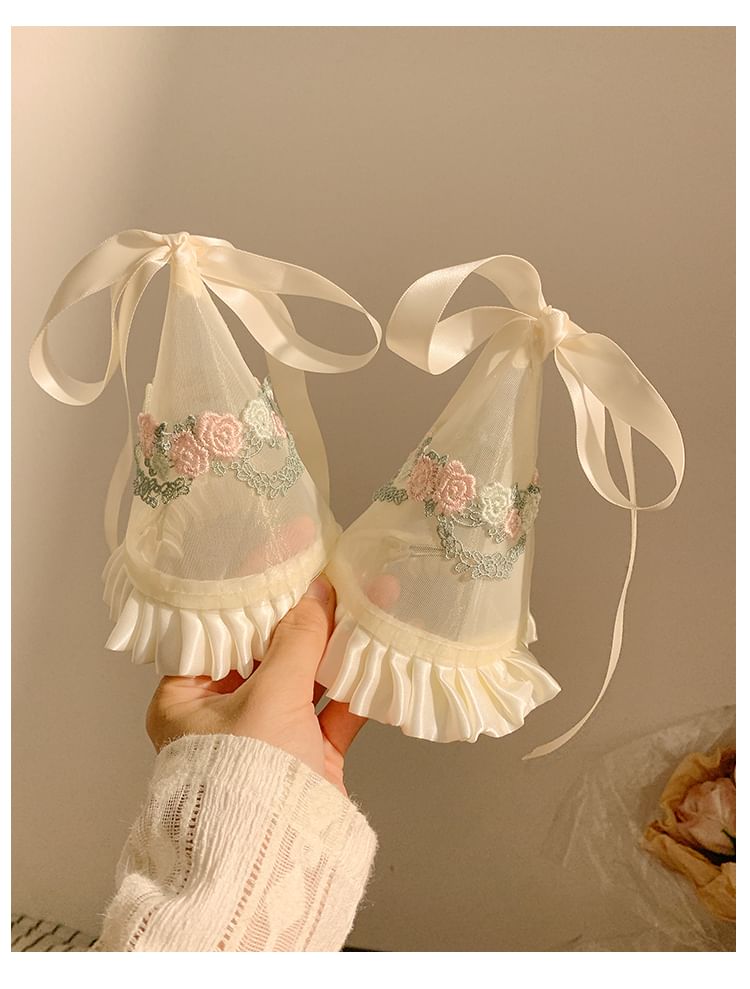 Ruffle Embroidered Hat Party FashionChic