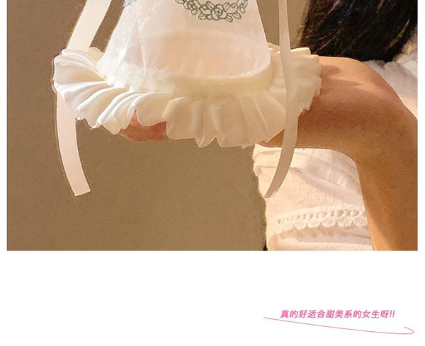 Ruffle Embroidered Hat Party FashionChic