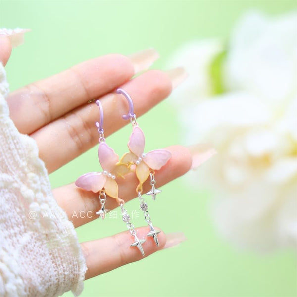 Drop Butterfly Earring Fringed Star Huggie FashionChic