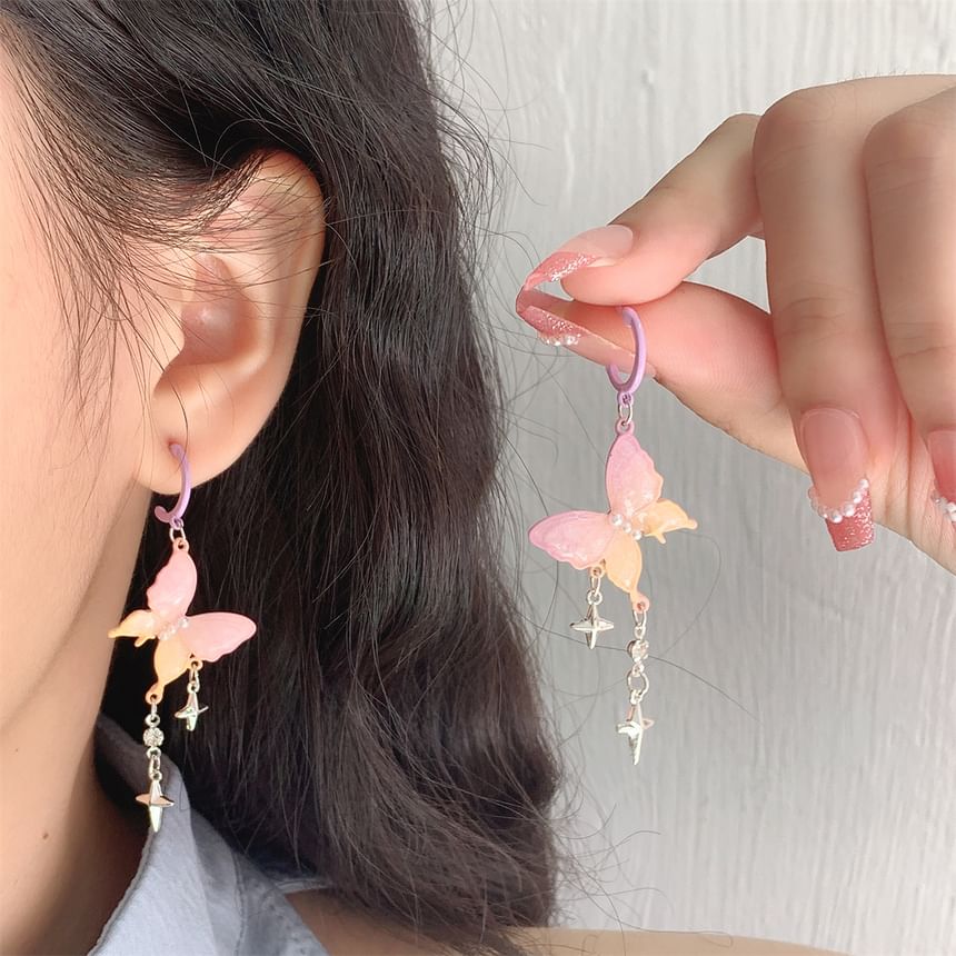 Drop Butterfly Earring Fringed Star Huggie FashionChic