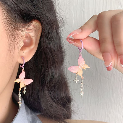 Drop Butterfly Earring Fringed Star Huggie FashionChic
