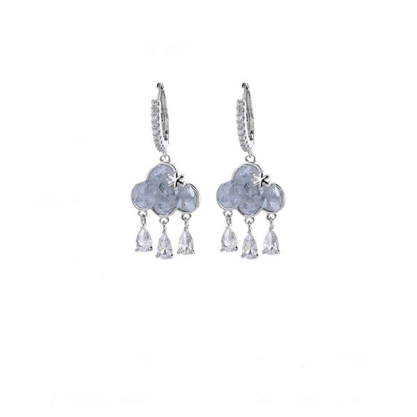 Earring Fringed Rhinestone Drop Huggie Cloud FashionChic