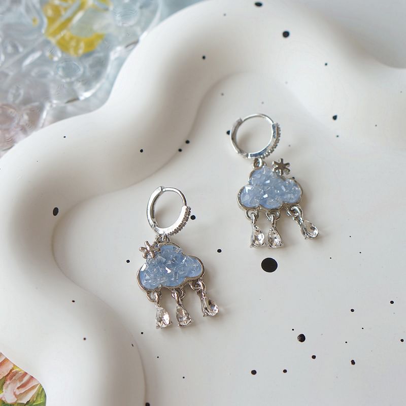 Earring Fringed Rhinestone Drop Huggie Cloud FashionChic
