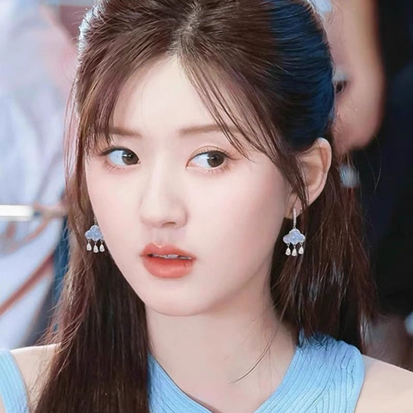 Earring Fringed Rhinestone Drop Huggie Cloud FashionChic