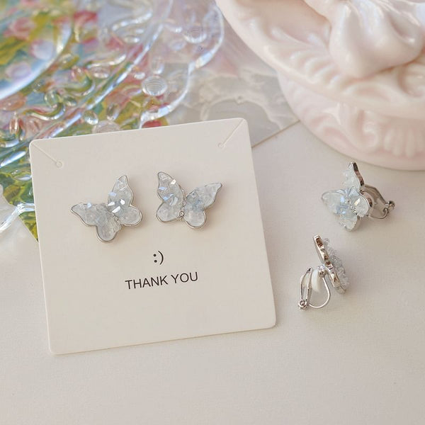 Clip-On Ear / Earring Butterfly Faux Crystal Stud FashionChic