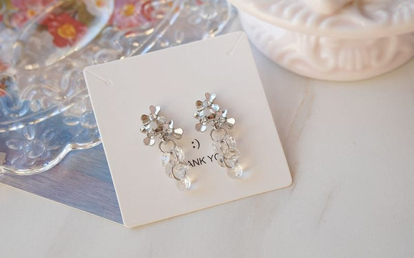 Clip-On Floral Drop Rhinestone / Faux Earring Crystal FashionChic