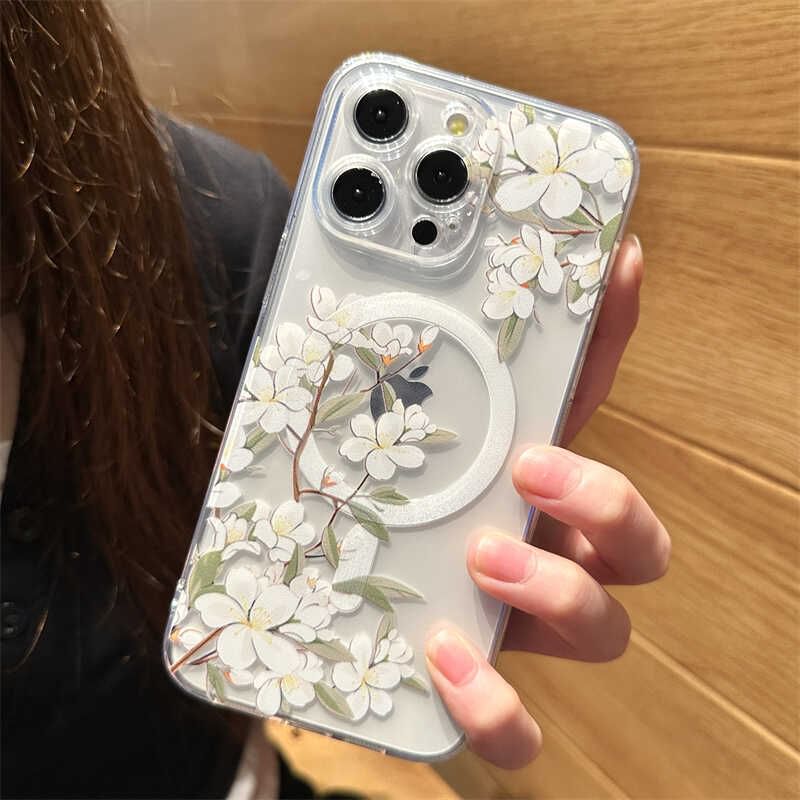 MagSafe) Floral Case Phone Magnetic with (Compatible FashionChic