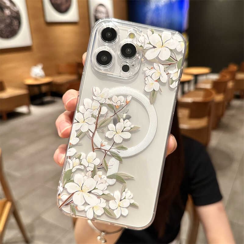 MagSafe) Floral Case Phone Magnetic with (Compatible FashionChic