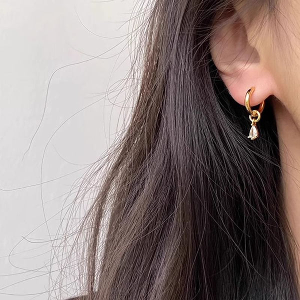 3: + Alloy Huggie of Drop Set Earring Rhinestone FashionChic