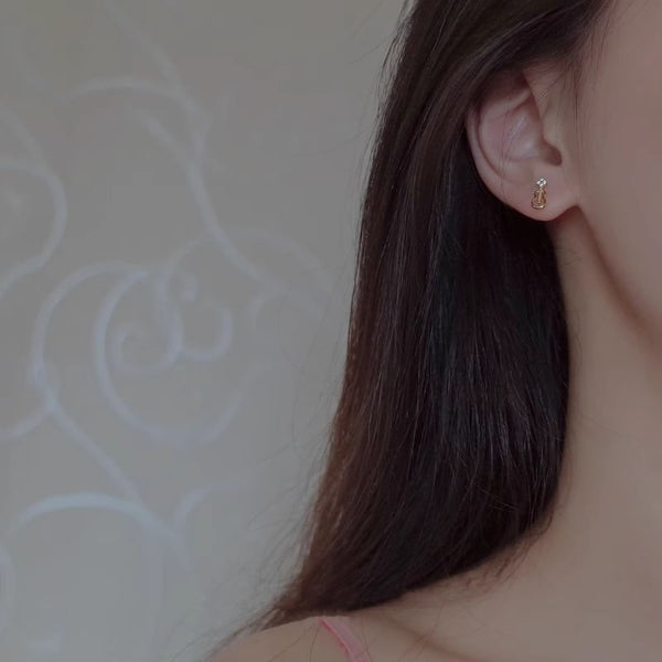 Music Stud Earring Note Asymmetrical Rhinestone Guitar Alloy FashionChic