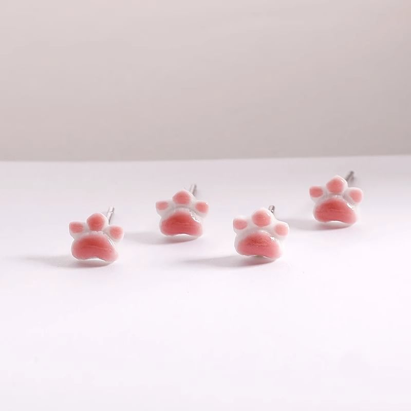 Earrings Cat Ceramic Paw FashionChic
