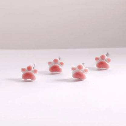 Earrings Cat Ceramic Paw FashionChic