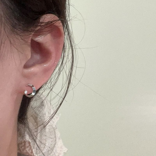 Earring Rhinestone Stud Moon Alloy FashionChic