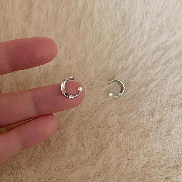 Earring Rhinestone Stud Moon Alloy FashionChic