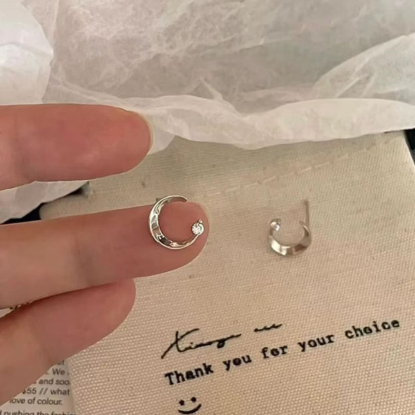 Earring Rhinestone Stud Moon Alloy FashionChic
