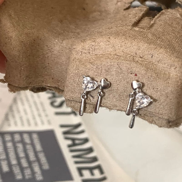 Heart Drop Earring Alloy Rhinestone FashionChic