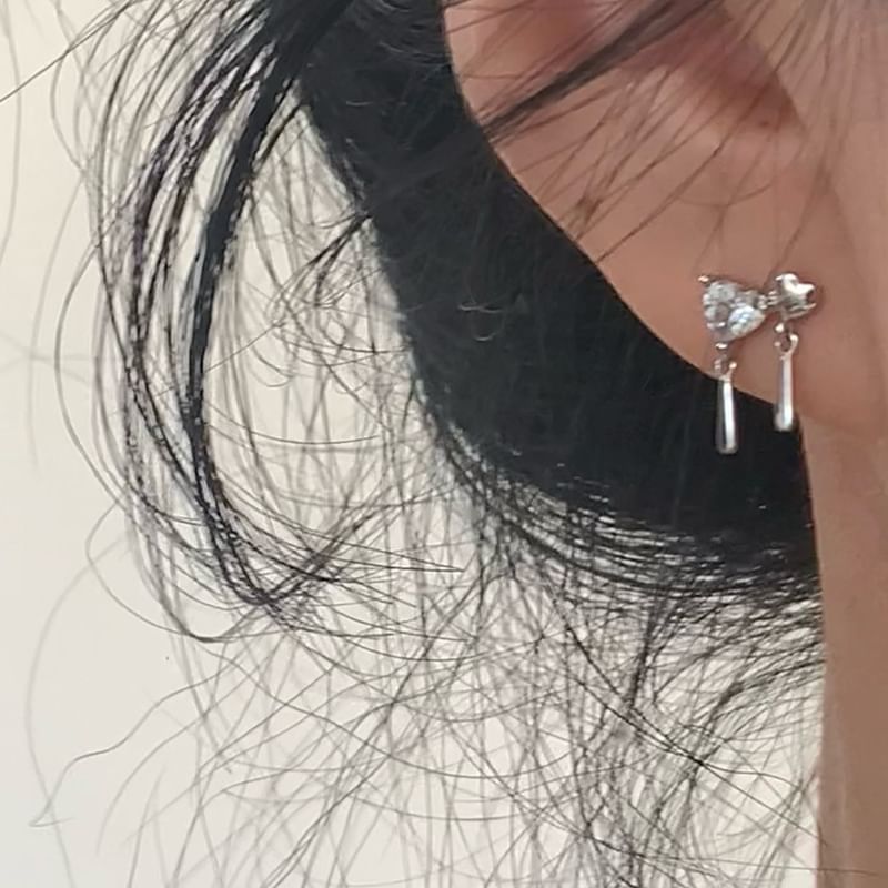 Heart Drop Earring Alloy Rhinestone FashionChic