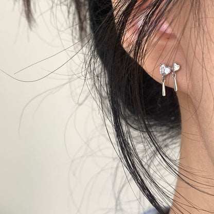 Heart Drop Earring Alloy Rhinestone FashionChic
