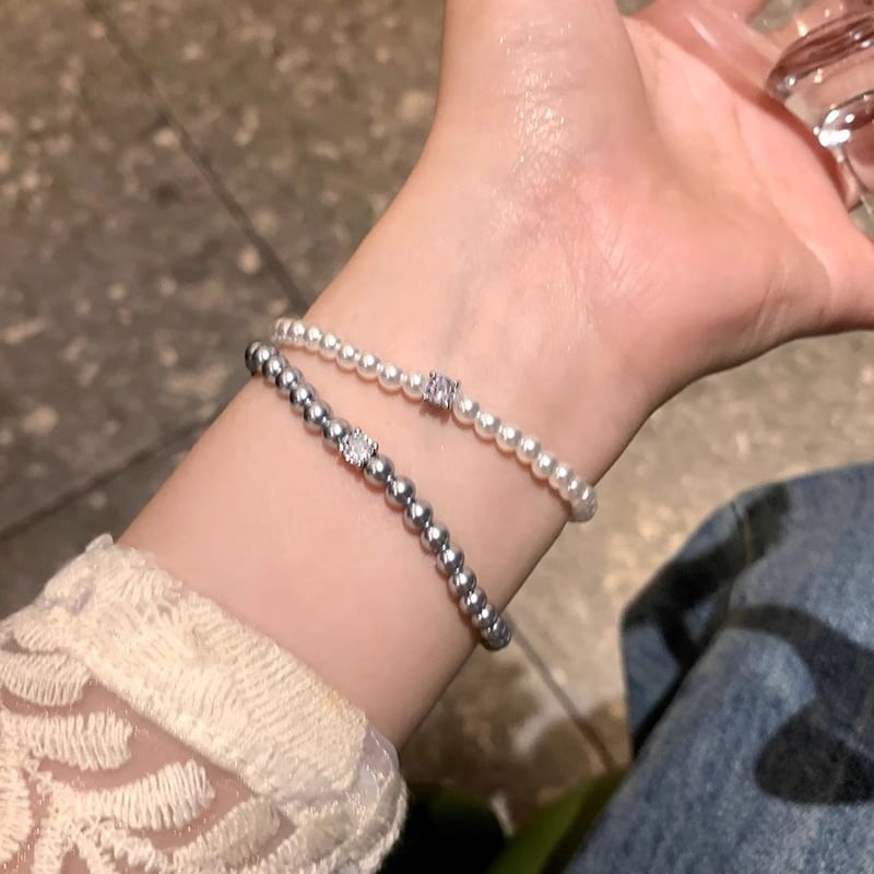 Rhinestone Bracelet Faux Pearl Alloy FashionChic