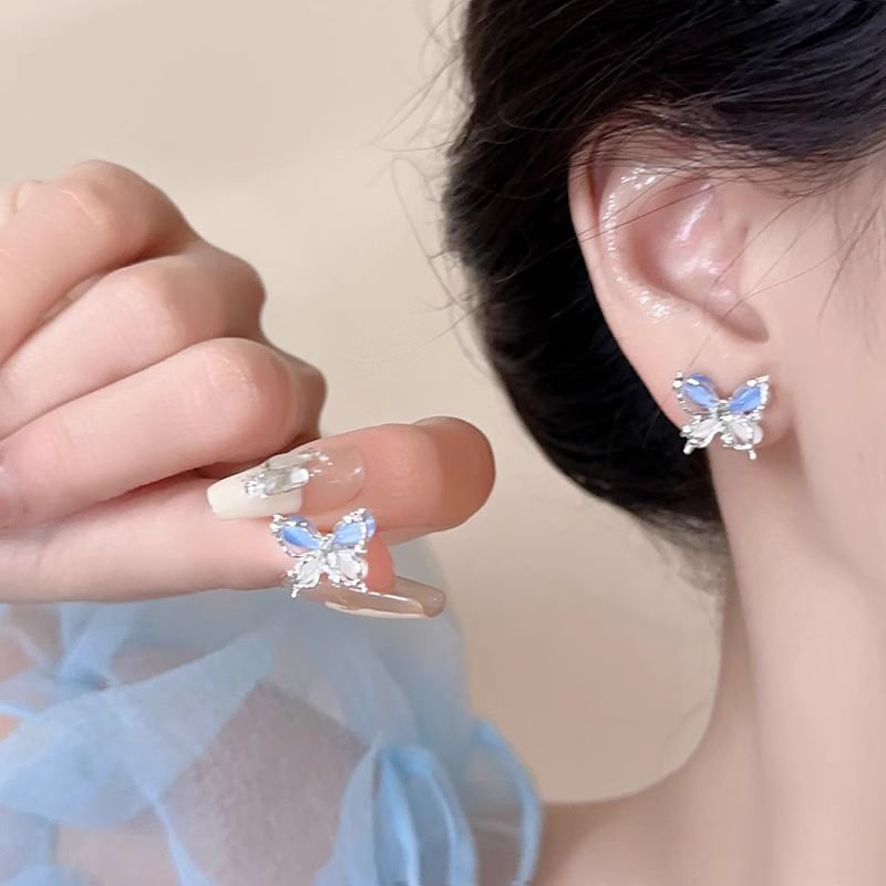Eye Faux Stud Stone Alloy Cat Earring Butterfly FashionChic