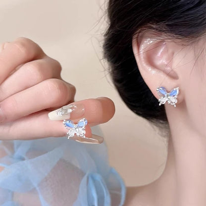 Eye Faux Stud Stone Alloy Cat Earring Butterfly FashionChic
