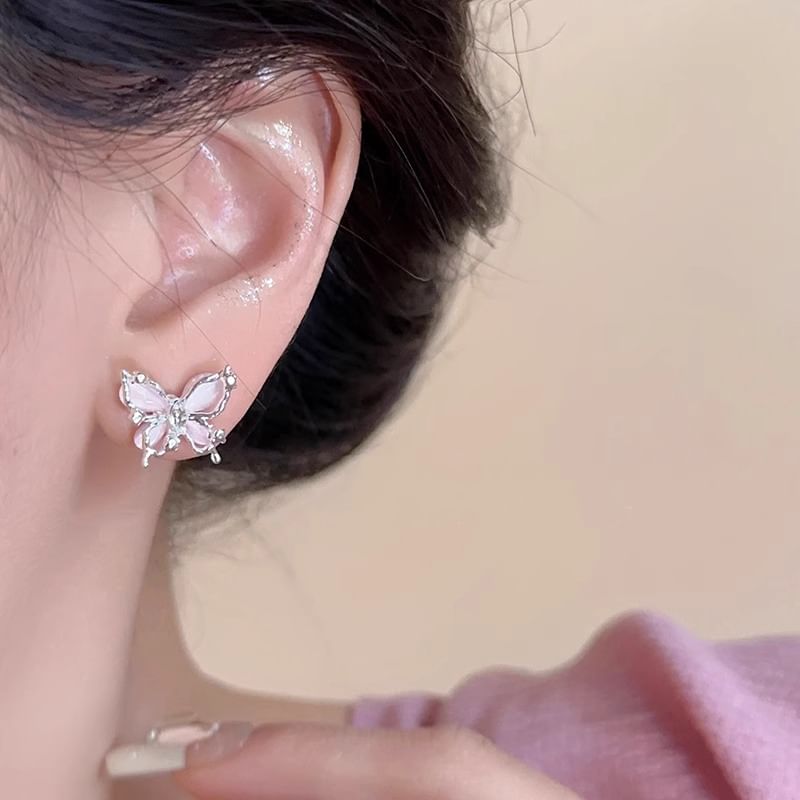 Eye Faux Stud Stone Alloy Cat Earring Butterfly FashionChic