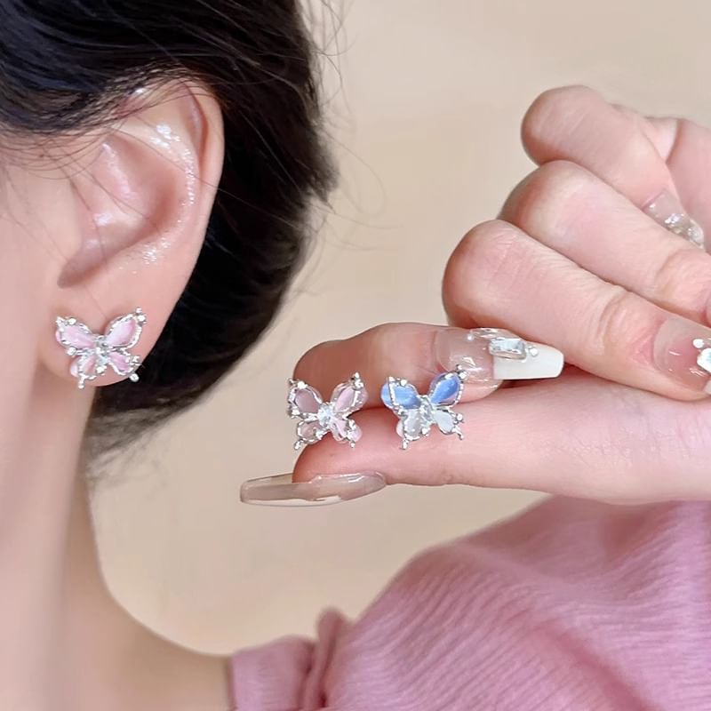 Eye Faux Stud Stone Alloy Cat Earring Butterfly FashionChic