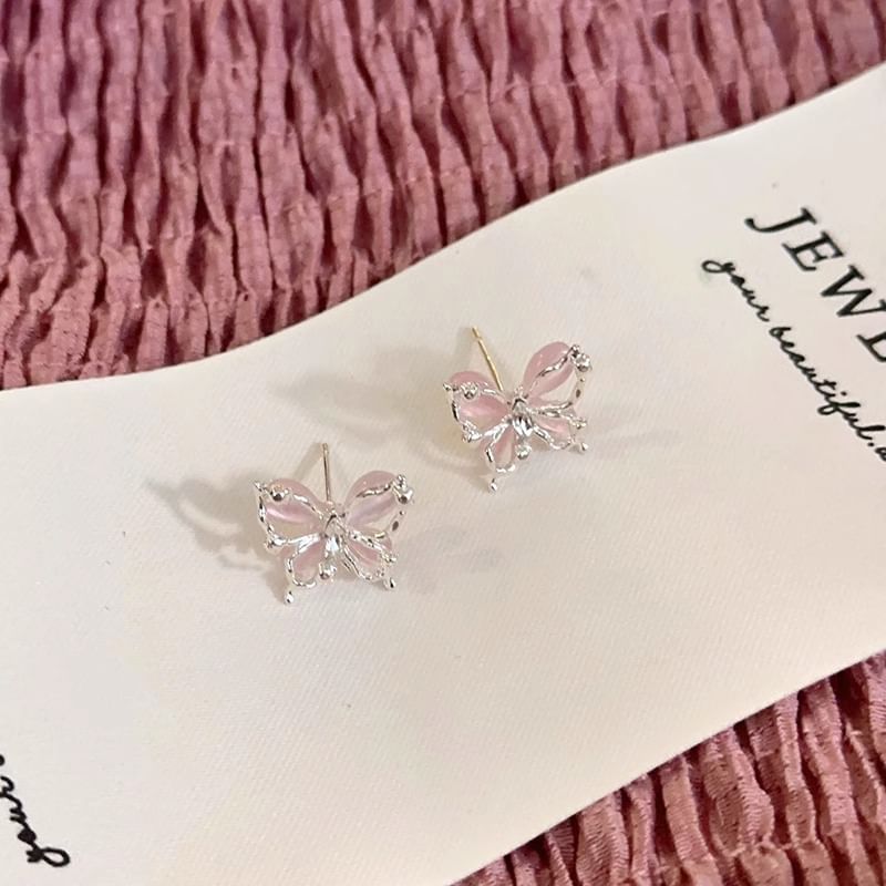 Eye Faux Stud Stone Alloy Cat Earring Butterfly FashionChic