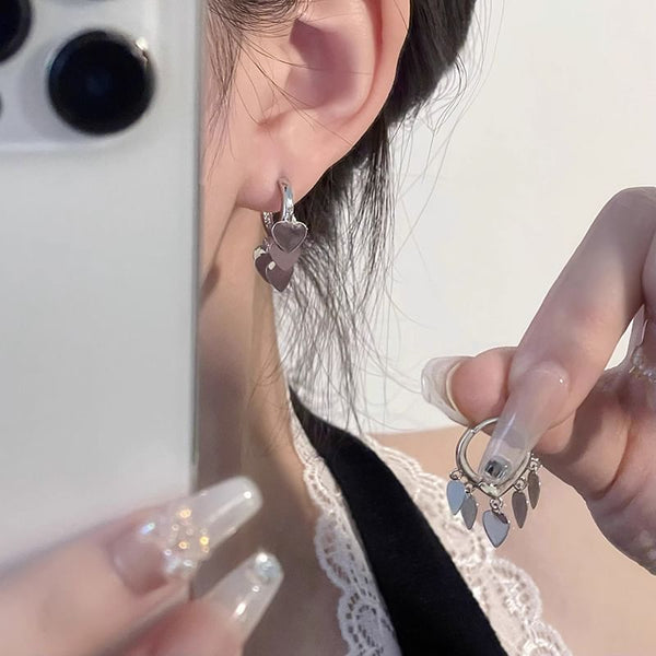 Earring Drop Heart Alloy FashionChic