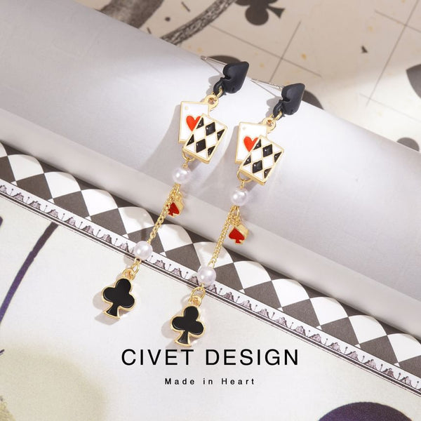 Earring Print Sterling Card Stud Poker Cuff Silver Ear / FashionChic