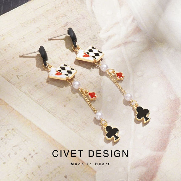 Earring Print Sterling Card Stud Poker Cuff Silver Ear / FashionChic