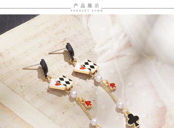 Earring Print Sterling Card Stud Poker Cuff Silver Ear / FashionChic