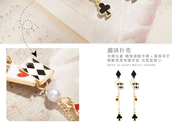 Earring Print Sterling Card Stud Poker Cuff Silver Ear / FashionChic