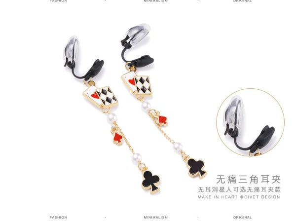 Earring Print Sterling Card Stud Poker Cuff Silver Ear / FashionChic