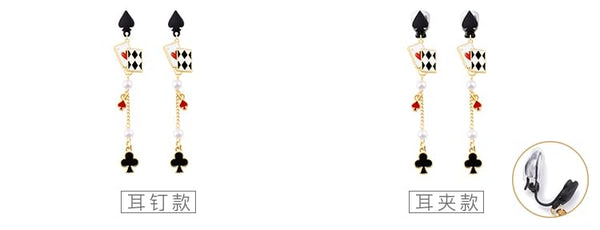 Earring Print Sterling Card Stud Poker Cuff Silver Ear / FashionChic