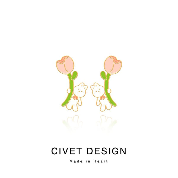 Sterling Various Earring Silver Cuff Designs ( ) Rabbit Cartoon Ear / Stud FashionChic