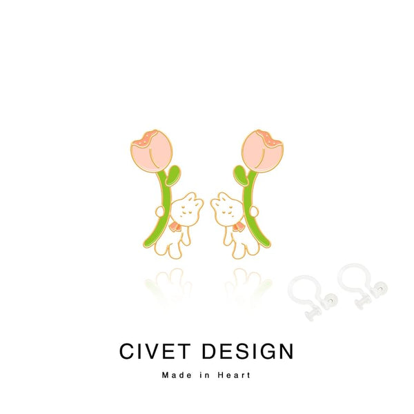 Sterling Various Earring Silver Cuff Designs ( ) Rabbit Cartoon Ear / Stud FashionChic