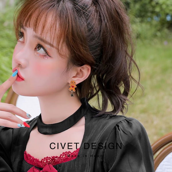 Halloween Silver Stud Cuff Ear / Cartoon Sterling Earring Asymmetrical FashionChic