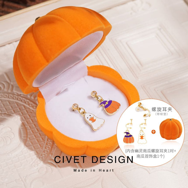 Velvet Halloween Phantom Earring Pumpkin Jewelry + Box FashionChic