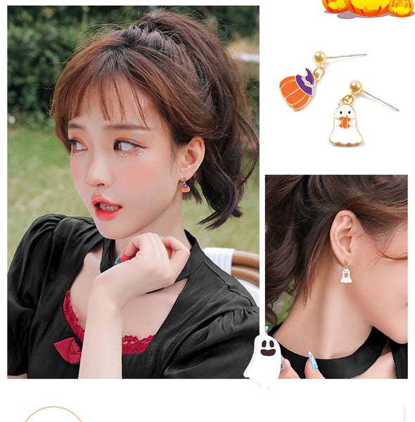 Velvet Halloween Phantom Earring Pumpkin Jewelry + Box FashionChic