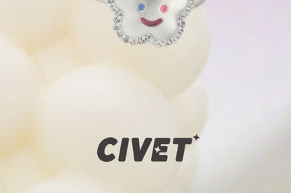 Smiley Open Ring Face Flower FashionChic